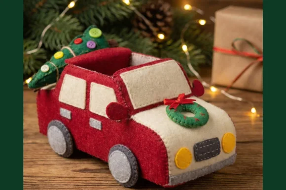Christmas Felt Car Sewing Pattern PDF – Christmas sewing pattern PDF
