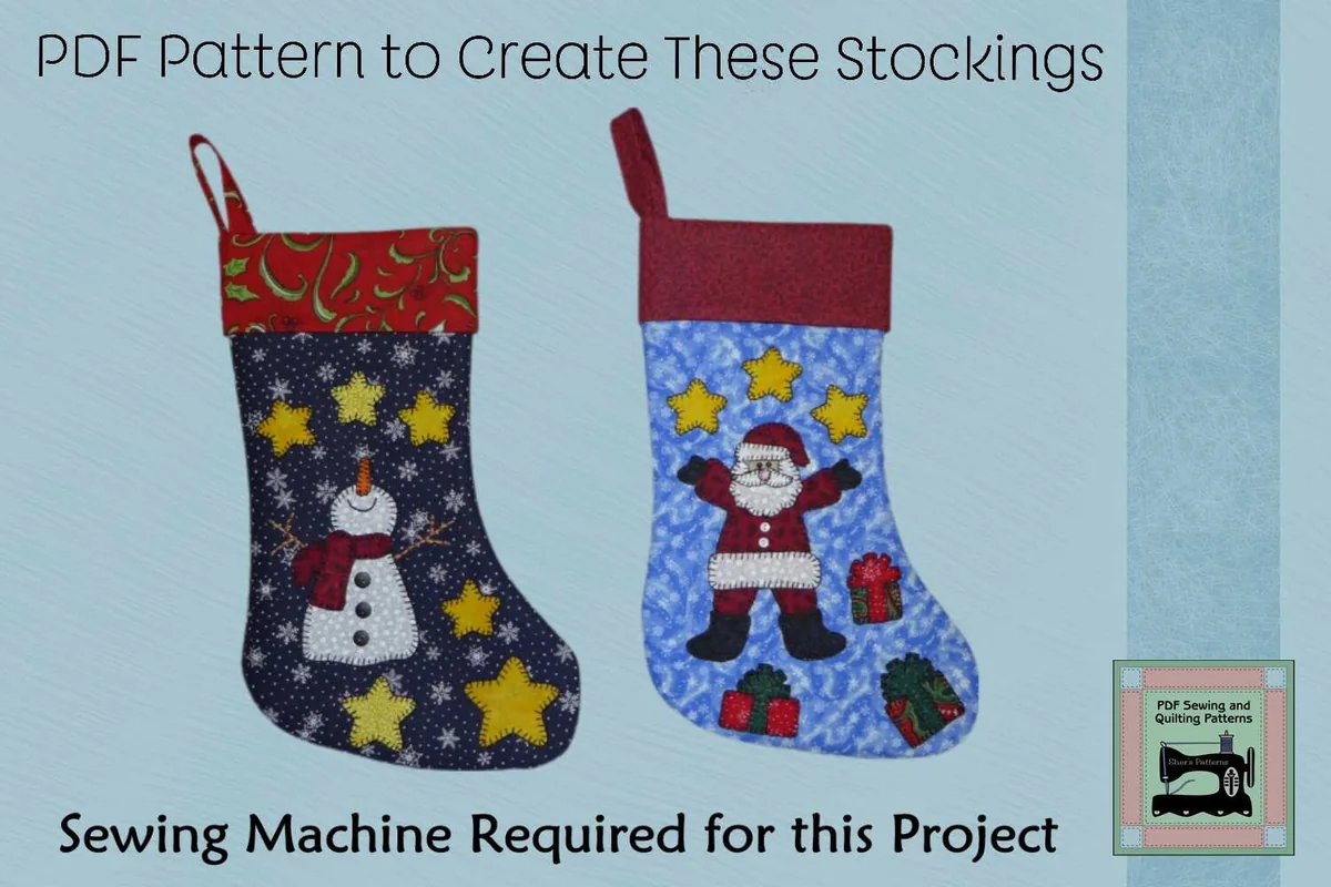 PDF Pattern Santa & Snowman Stockings – Christmas stocking sewing pattern PDF