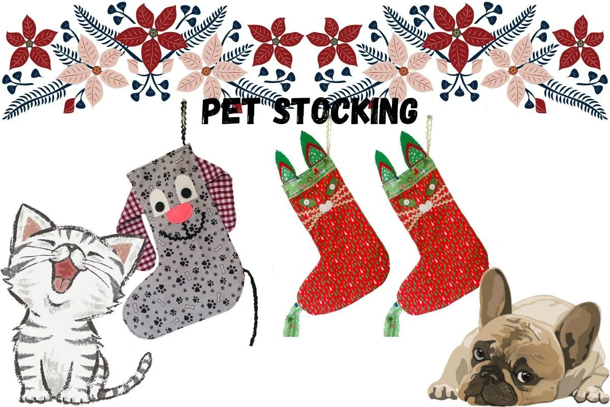 Puppy Kitty Christmas Stockings Easy PDF – Christmas stocking sewing pattern PDF